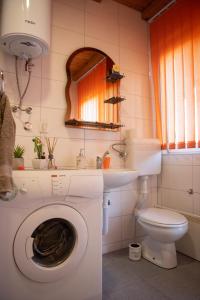 y baño con lavadora y lavamanos. en Zelinjski vidikovac en Zvornik