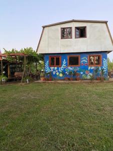 a house with a painting on the side of it at Casa Berries in Colbún