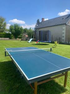 a blue ping pong table in a yard at Le Pressoir Macy - Terracobois in Choussy