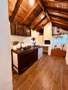 eine Küche mit einer Spüle und einer Arbeitsplatte in der Unterkunft Meadow Hill in Žrnovo