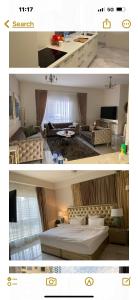 deux photos d'un salon et d'une chambre dans l'établissement CHEZ SILVIA DUBAI MARINA &JBR Rimal, à Dubaï