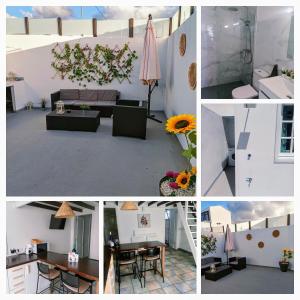 un collage de fotos de una sala de estar y una cocina en Villa Chinija, en La Vegueta