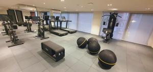 an overhead view of a gym with exercise equipment at Mai Hotel in Chiang Mai