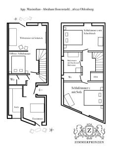 Grundriss der Unterkunft Apt Prinz Maximilian - Zentrum - Zimmerprinzen