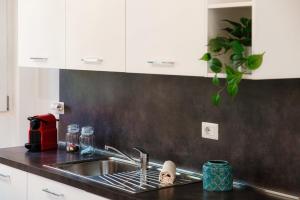 a kitchen with a sink and a counter top at Sandy - by MyHomeInComo in Cernobbio +16 photos