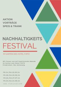 um panfleto para um festival com triângulos coloridos em Hotel F-RITZ em Schleswig
