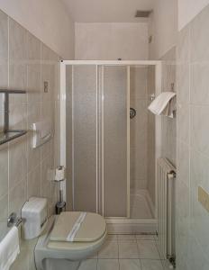 y baño con ducha y aseo. en Hotel Mariani, en Lido di Camaiore