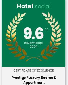 Certifikát, ocenenie alebo iný dokument vystavený v ubytovaní Prestige *Luxury Rooms & Appartment