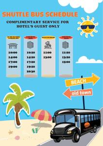 un horario de autobús para unas vacaciones en la playa en Grand Sunrise Palace Hoi An en Hoi An