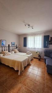 1 dormitorio con 1 cama grande y 1 sofá en Apartamentos Castello, en Cartavio