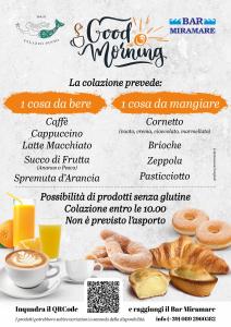 Un folleto para un café con un montón de alimentos para el desayuno en B&B Palazzo Pinto 2 en Vietri
