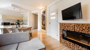 Televízia a/alebo spoločenská miestnosť v ubytovaní Aparthotel Delta Boutique