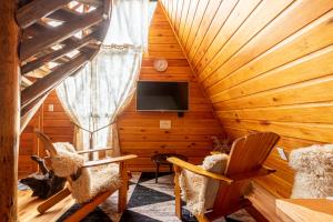 Televiisor ja/või meelelahutuskeskus majutusasutuses Estrela Polar Chalé com Hidro - Urubici