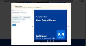 Ein Zertifikat, Auszeichnung, Logo oder anderes Dokument, das in der Unterkunft Casa Costa Blanca ausgestellt ist