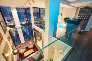 an overhead view of a living room and a building at Envoy Hotel in Belgrade