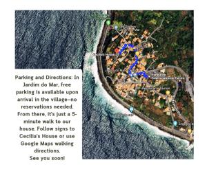 mapa wyspy w wodzie w obiekcie Cecília's House w mieście Jardim do Mar