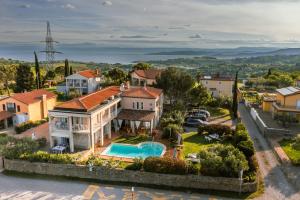 an aerial view of a house with a swimming pool at la belavista in Izola