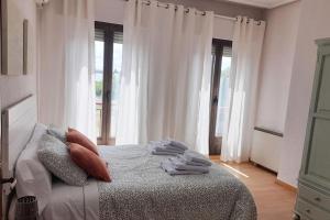 トレドにあるApartamento Castilla 30 Bis - Parking Publico Gratuitoの枕が置かれたベッドのある寝室