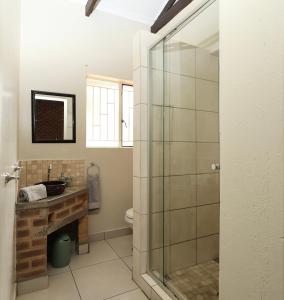 a bathroom with a shower and a sink at Hhusha Hhusha in Malelane