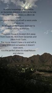 a poem with a picture of a mountain at Hospedaje Finca la Encantada in Seclantás