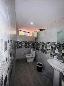 a bathroom with a toilet and a sink at Jhala Villa in Bedla