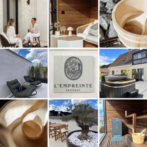 un collage de fotografías de muebles y arquitectura en L'Empreinte, en Verzenay