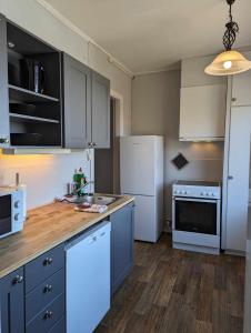Kuchyň nebo kuchyňský kout v ubytování Railside track apartment