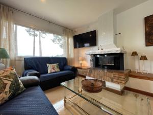 ein Wohnzimmer mit Couch und Kamin in der Unterkunft AfriKana in Arenas de San Pedro