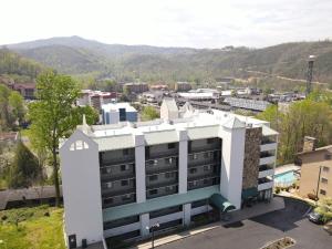 an aerial view of a building in a city at Laurel Inn in Gatlinburg