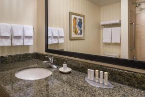 a bathroom with a sink and a mirror at Fairfield Inn & Suites by Marriott Portland North in Portland