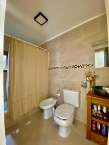 een badkamer met een toilet en een wastafel bij Bosques de ñires in Ushuaia