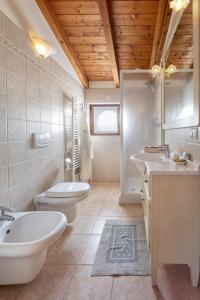 łazienka z toaletą, umywalką i wanną w obiekcie Agriturismo Della Pieve w mieście Bardolino