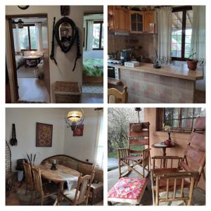 Un grupo de cuatro fotografías de una cocina y una casa. en Guest house Charodea, en Kipilovo 16 fotos más