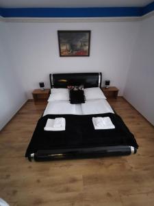 una camera da letto con un grande letto con due asciugamani di Hotel Diana a Nové Mesto nad Váhom