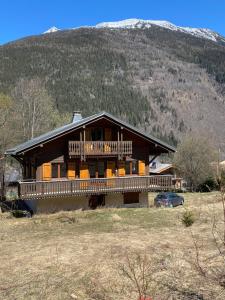 산 경관 또는 샬레에서 바라본 산 전망