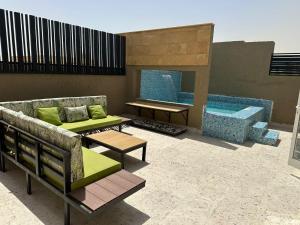a rendering of a patio with a swimming pool at بياسة شقق مخدومة in Riyadh