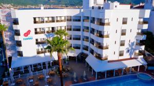 an aerial view of a hotel with a pool at Hawaii Hotel in Marmaris