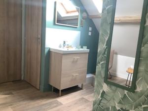a bathroom with a sink and a mirror at La Flânerie in Widehem