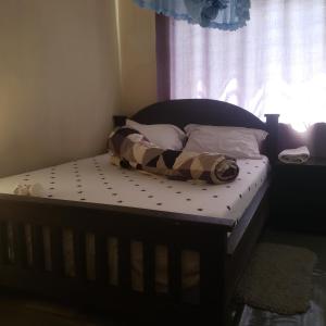 un letto con un cuscino in una camera da letto di Safari Junction Backpackers hostel a Iringa