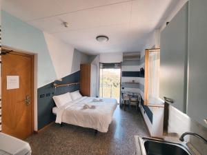 a hospital room with a bed and a sink at Residence Corallo in Alassio