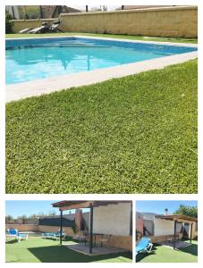 uma colagem de duas fotos de uma piscina em LOS SUEÑOS DE JAVIER em Robledillo