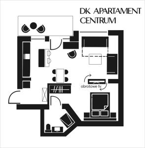 a black and white floor plan of a apartment at DK Apartament w Centrum in Olsztyn