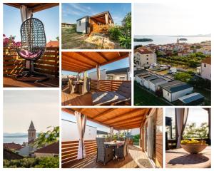 a collage of photos showing homes and buildings at Mobile house Seashell in Pakoštane