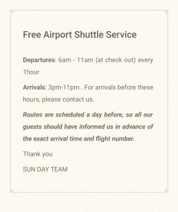 a screenshot of a free autograph shuffle service at Sun Day Apartments Free Airport Shuttle in Artemida