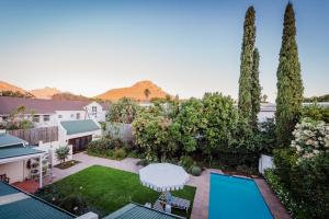 an aerial view of a backyard with a swimming pool at Bonne Esperance Boutique Guest House in Stellenbosch