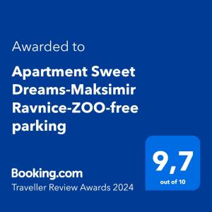 Certifikát, hodnocení, plakát nebo jiný dokument vystavený v ubytování Apartment Sweet Dreams-close to ZOO,Dinamo stadium and the city center