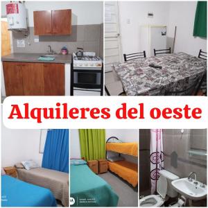 un collage de fotos de una cocina y una habitación en Alquileres del oeste en La Rioja