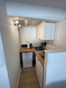 a small kitchen with a sink and a microwave at Studio recently renovated - near Place St Didier in Avignon