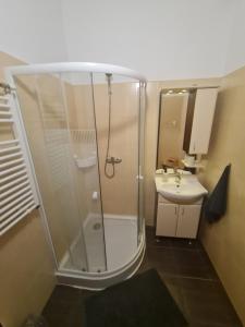 A bathroom at Júlia apartman