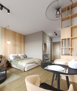 Ένα ή περισσότερα κρεβάτια σε δωμάτιο στο IVA HOME Apartment